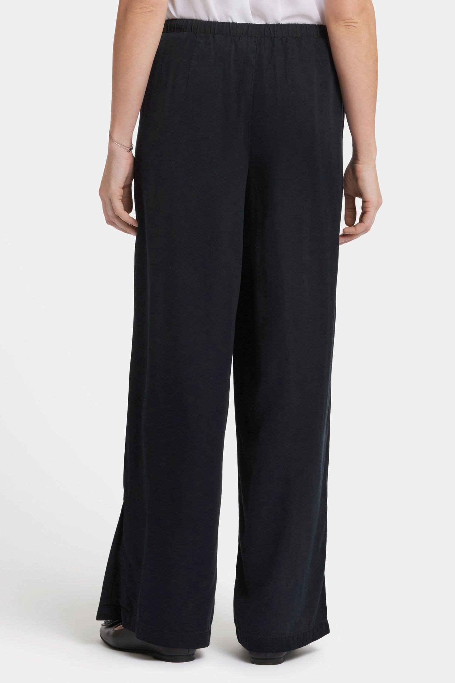 Jayne Wide Leg Pull On Pants - Overdye Black | Comfortable Stretchy High Waist Trousers for Women | Perfect for Work, Office & Casual Outfits