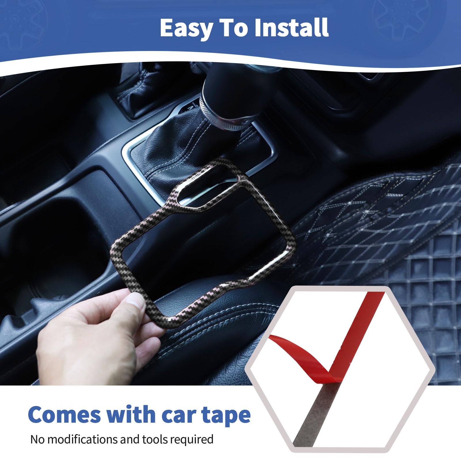 Carbon Fiber Gear Shift Trim Cover Frame for Jeep Wrangler JL JLU & Gladiator JT (2018-2024) | RT-TCZ Model | Interior Accessories Upgrade | Perfect for Off-Roading & Daily Driving