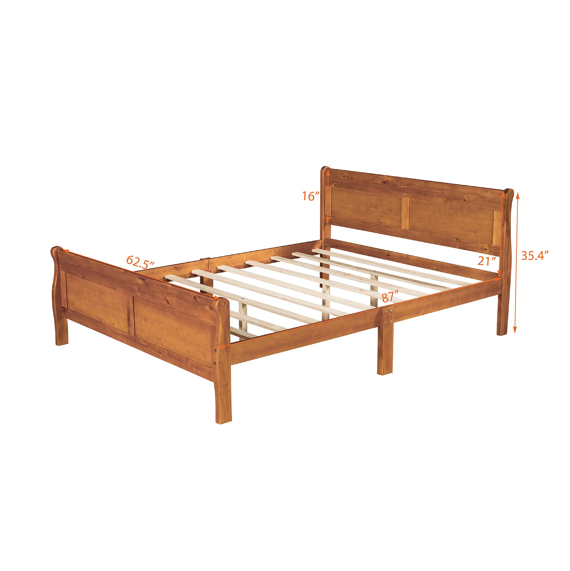 Harper & Bright Designs Queen Size Wooden Platform Bed Frame with Headboard & Slats - No Box Spring Needed - Sturdy Support Legs for Bedroom, Guest Room & Dorm