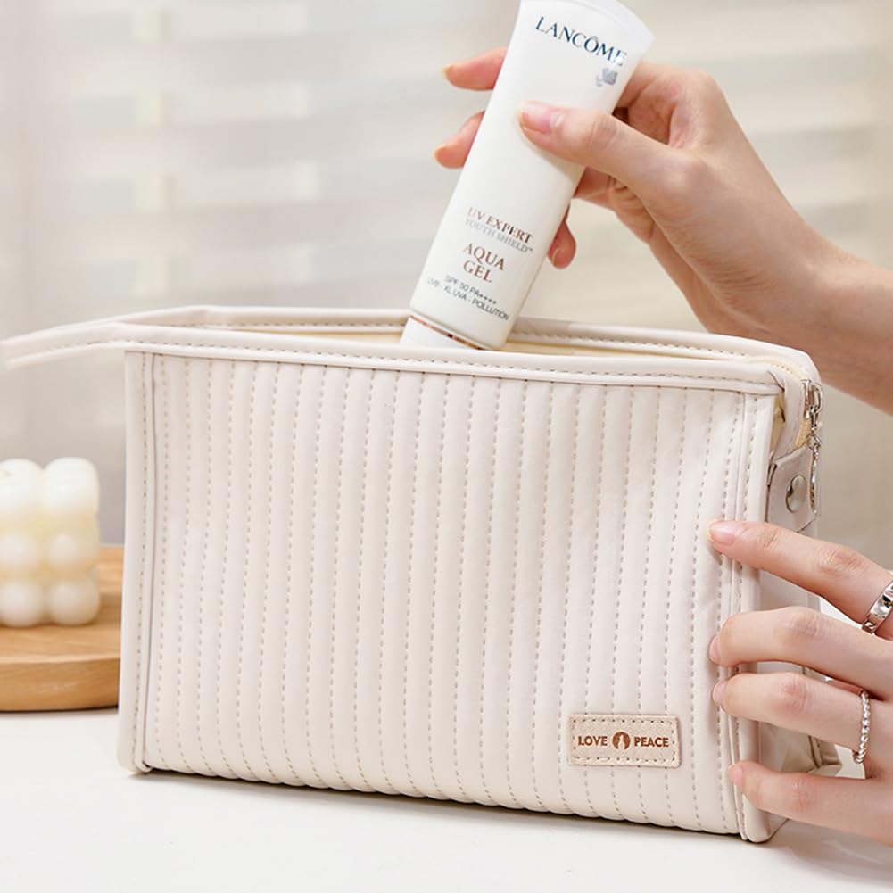 Waterproof Soft Leather Makeup Bag for Women & Girls - Travel Cosmetic Organizer | Perfect for Daily Use, Travel & Gift Giving