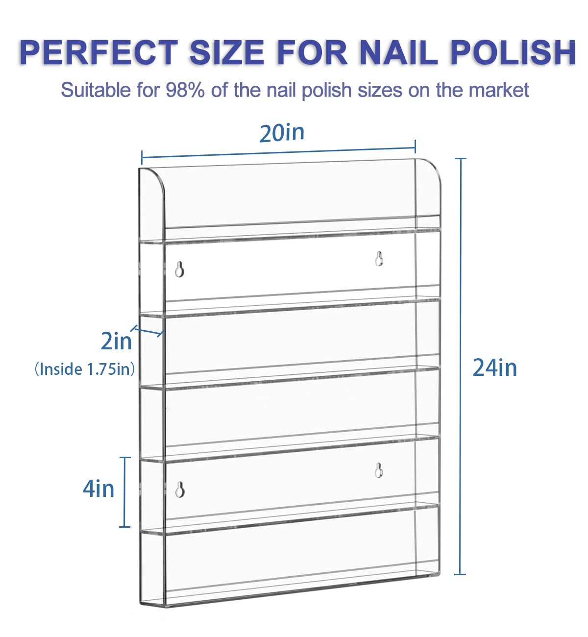 FEMELI 20x24 Inch Nail Polish Wall Rack - Salon & Home Storage