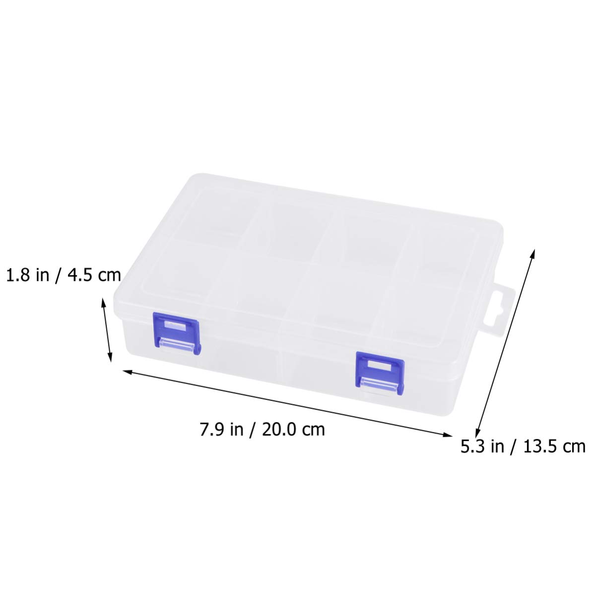 SEWACC 8 Grid Clear Plastic Storage Box with Adjustable Dividers - Portable Organizer for Jewelry, Beads, Earrings & Crafts | Perfect for Home, Office & Travel Organization