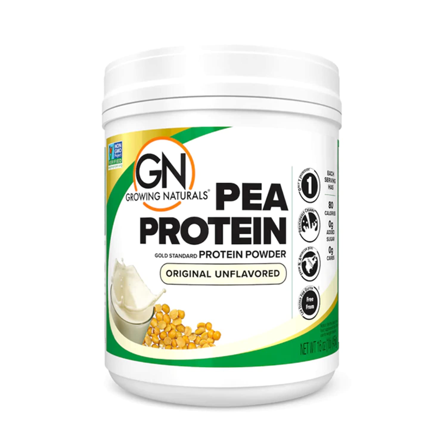 Organic Pea Protein Powder | Vegan Plant-Based Protein Supplement with BCAA | Low-Carb, Low-Sugar, Unflavored | 1lb (16oz) for Smoothies, Baking & Post-Workout Recovery