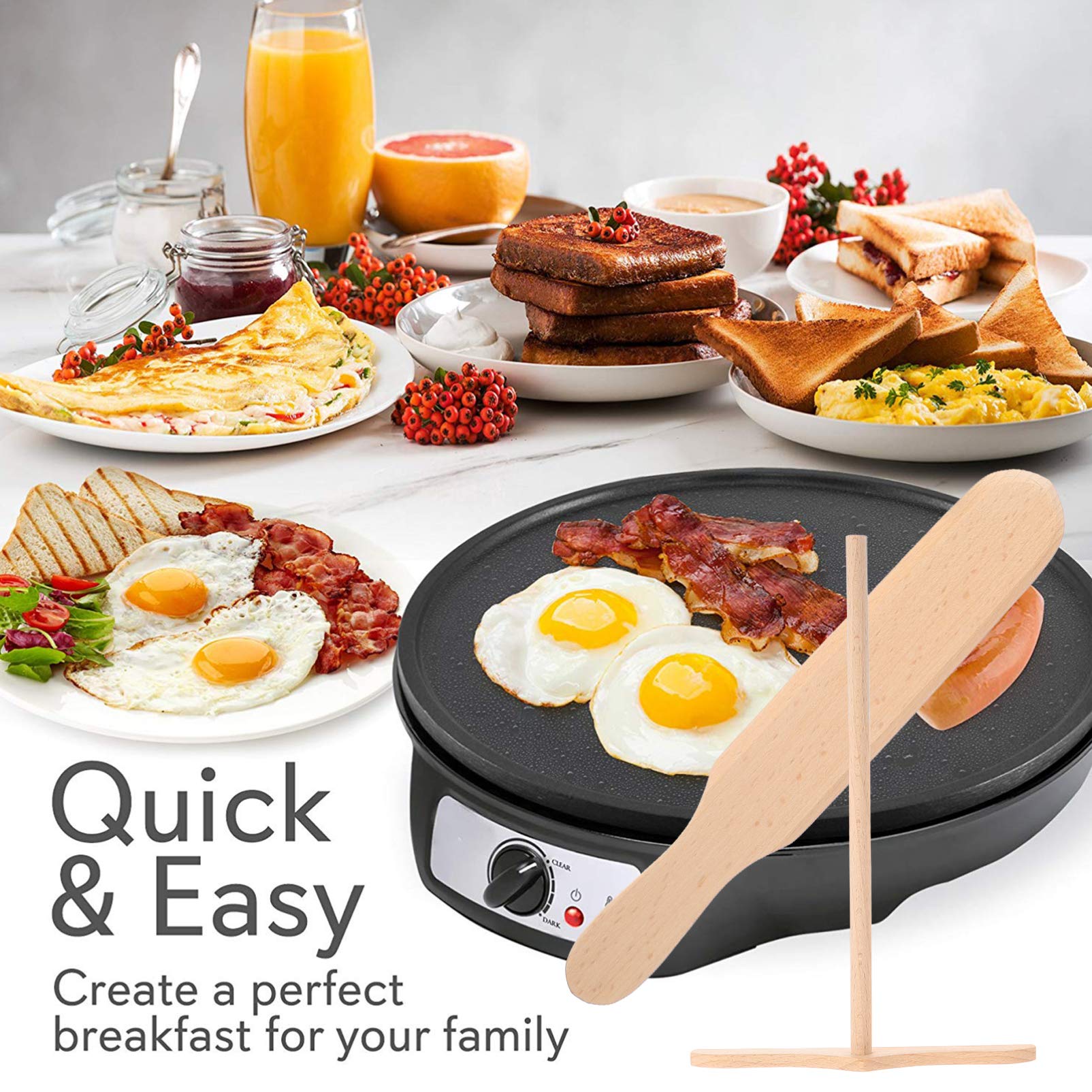 4-Piece Wooden Pancake Spatula Set - Non-Stick Cooking Utensils for Pancakes, Omelets, Tortillas & Crepes - Perfect for Breakfast, Baking & Kitchen Use