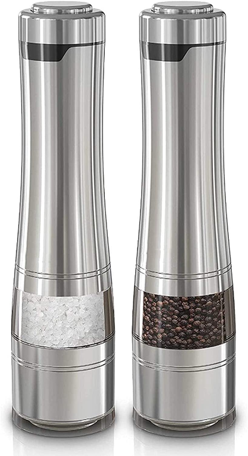 Premium Electric Salt and Pepper Grinder Set - Adjustable Ceramic Mill with One-Touch Operation, Easy Refill for Himalayan Salt, Peppercorns & Spices | Perfect for Kitchen, Dining Table & Outdoor Cooking