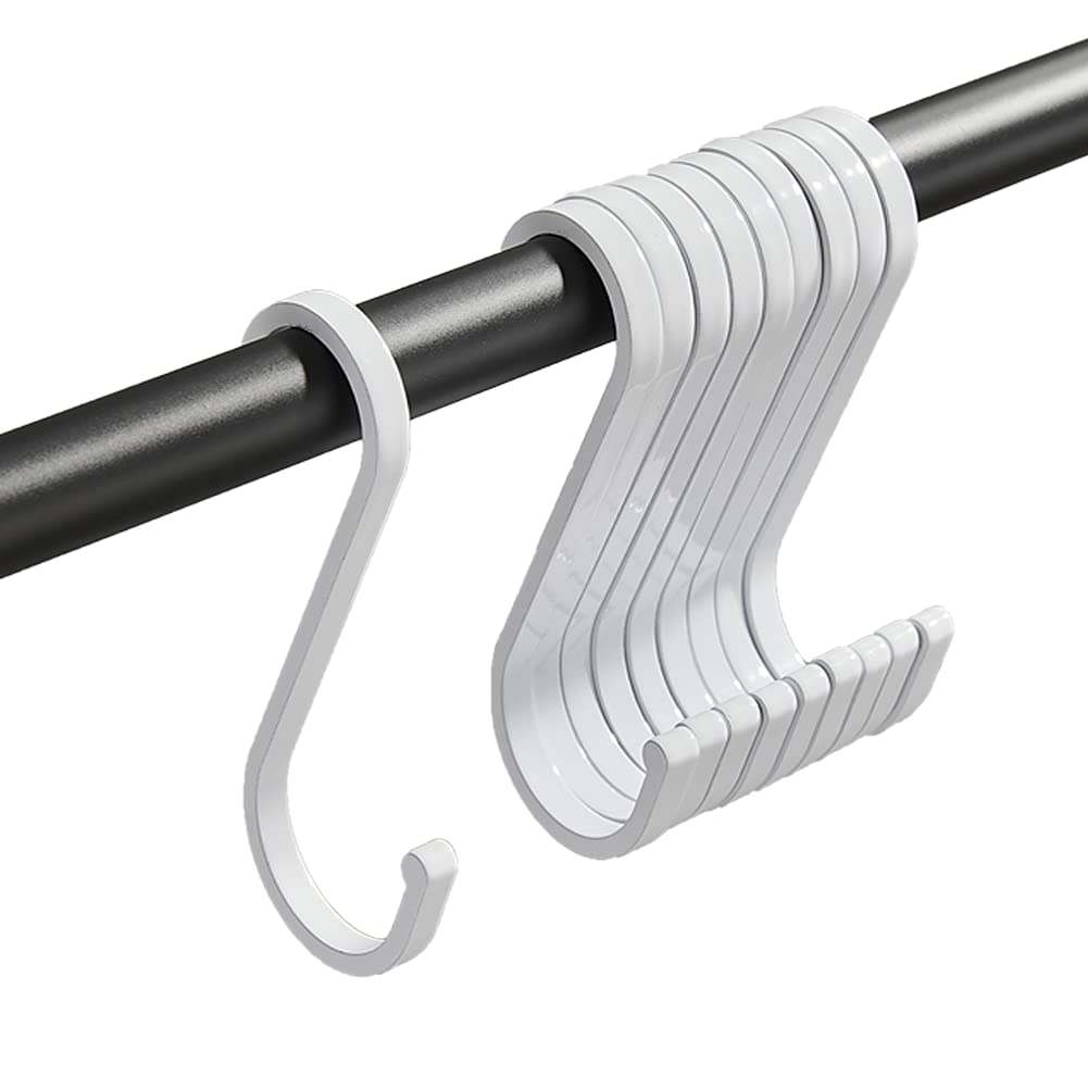 Heavy Duty S-Shaped Hooks - 10 Pack White Metal S Hangers for Kitchen, Bathroom, Office & Garden - Perfect for Hanging Pots, Pans, Mugs, Clothes, Bags, Towels & Plants - Durable Storage Solution for Home Organization