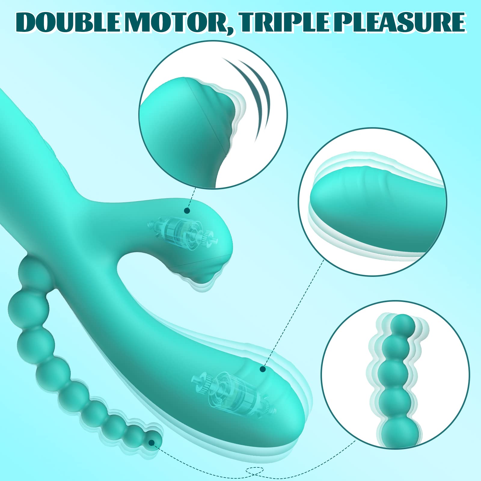 Premium G-Spot Rabbit Vibrator with 10 Vibration Modes & Suction - 3-in-1 Clitoral Stimulation, Anal Dildo for Women & Couples - Waterproof Rechargeable Silicone Adult Toy - Perfect for Solo Play & Romantic Nights