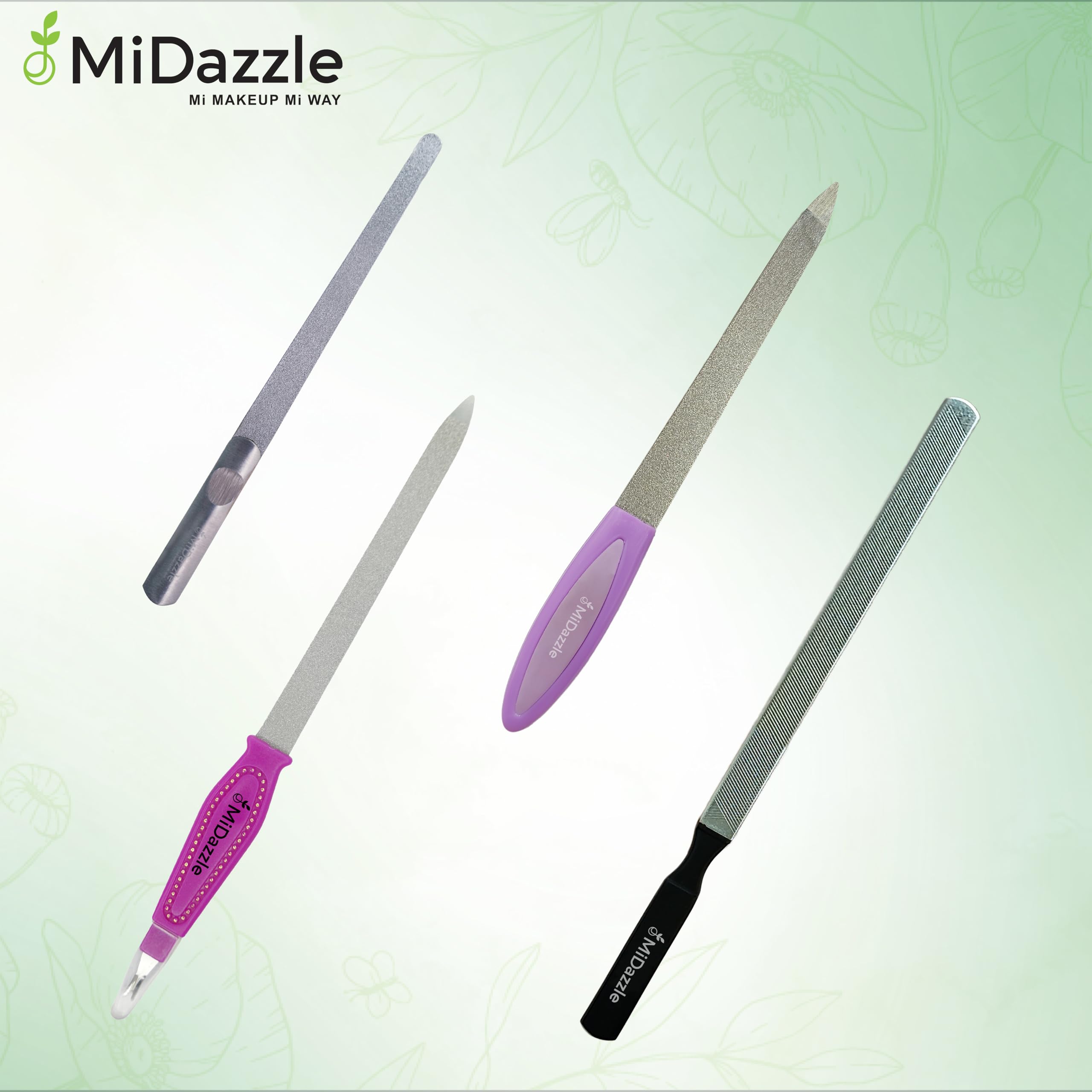 Midazzle Professional Nail Clipper & Nail File Set - 2 Pack Stainless Steel Manicure Kit for Home, Travel & Salon Use (NA01NF04)