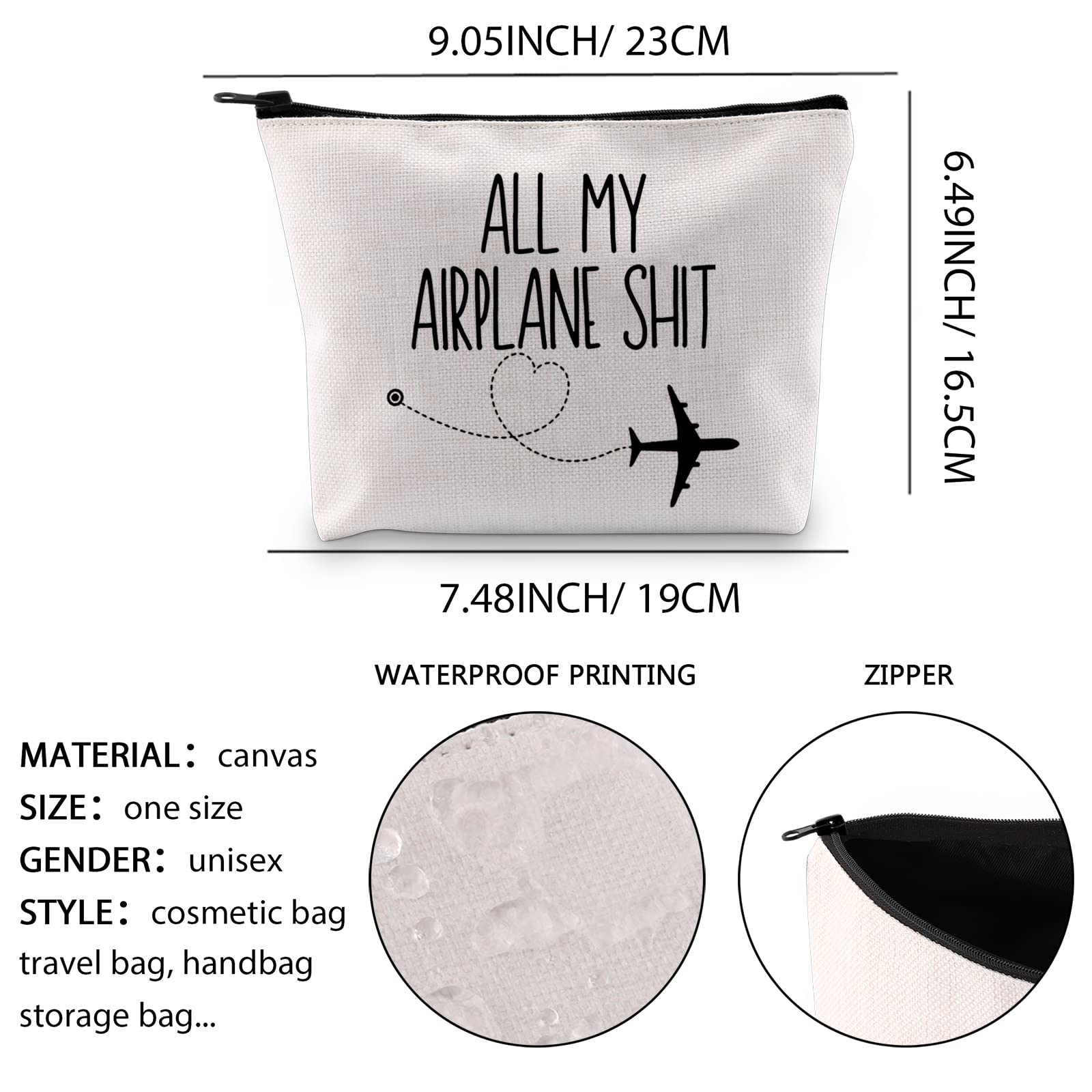 XYANFA Airplane Travel Accessory Pouch - Waterproof Makeup Bag for Flight Attendants, Travelers & Cosmetics - Perfect for Toiletries, Chargers & Small Essentials (Ideal for Airplane, Carry-On & Travel Organization)
