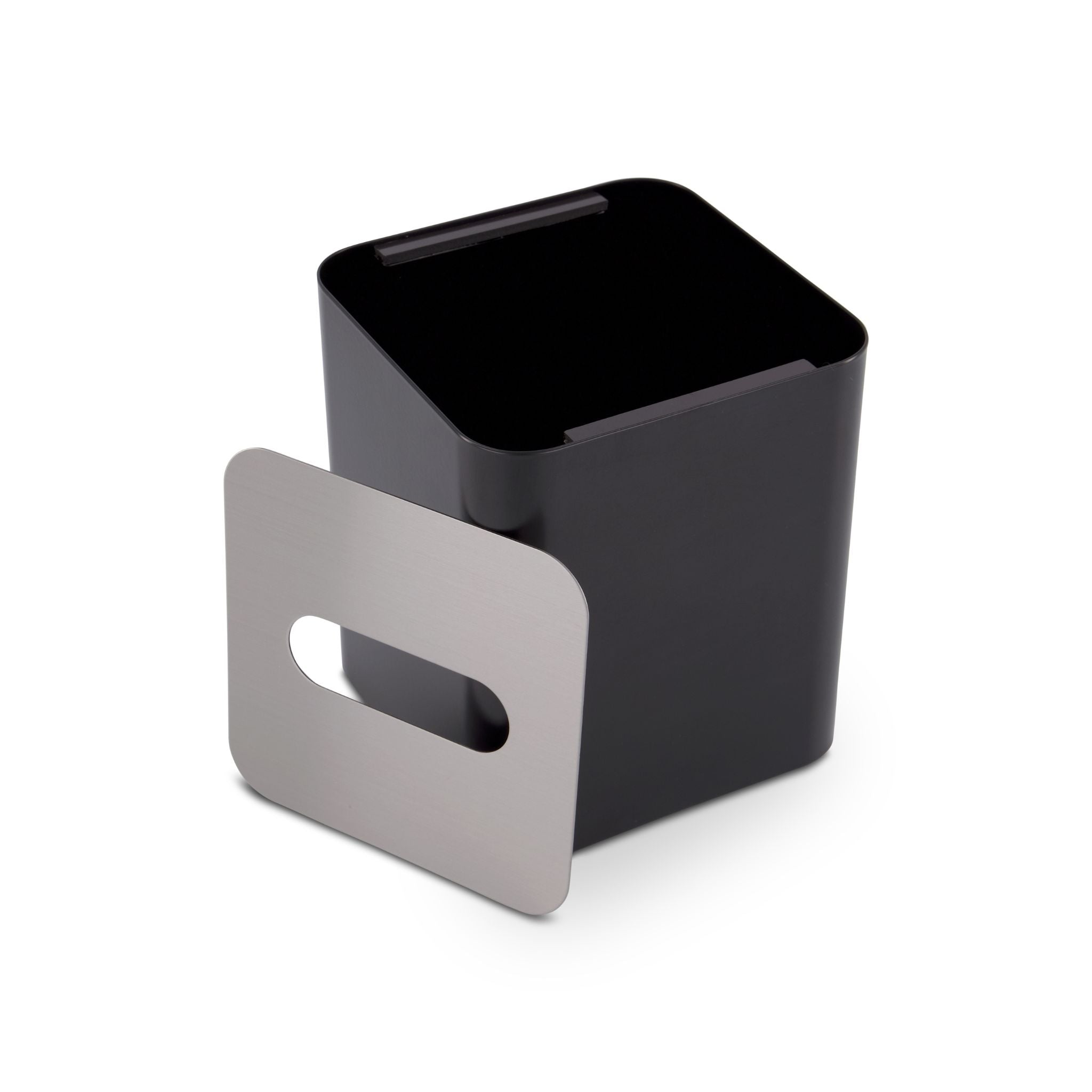 Square Tissue Box with Metal Lid - Black/Brushed Steel | Modern Home & Office Decor | Perfect for Living Room, Bathroom, or Desk Organizer