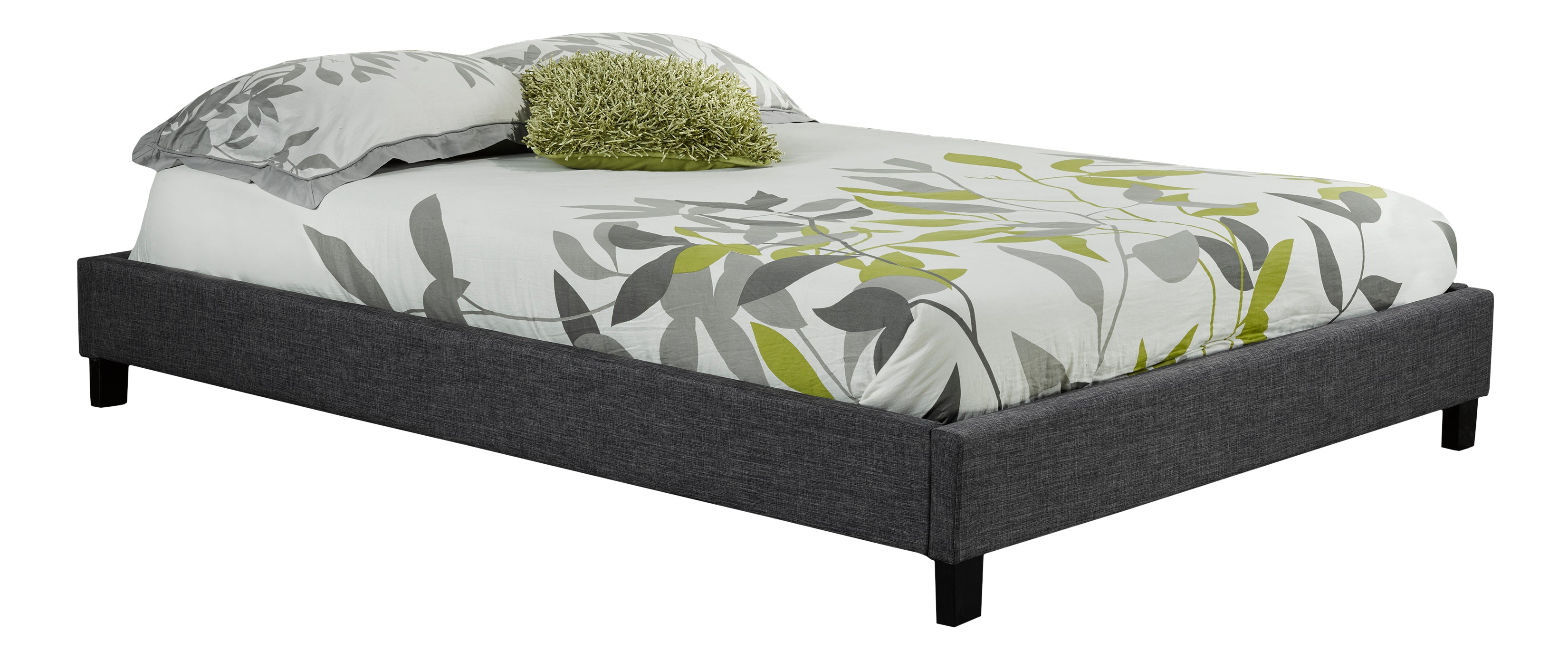 **Full Platform Bed Frame with Wooden Slats - Queen Size, Grey - Sturdy & Noise-Free for Modern Bedrooms**