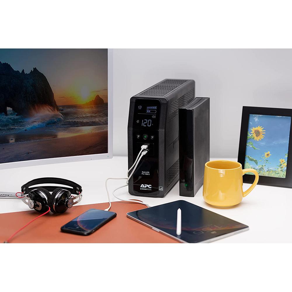 APC Back UPS Pro 1500VA Uninterruptible Power Supply (UPS) - BR1500MS2 - Battery Backup for Home & Office Electronics, Computers & Network Equipment
