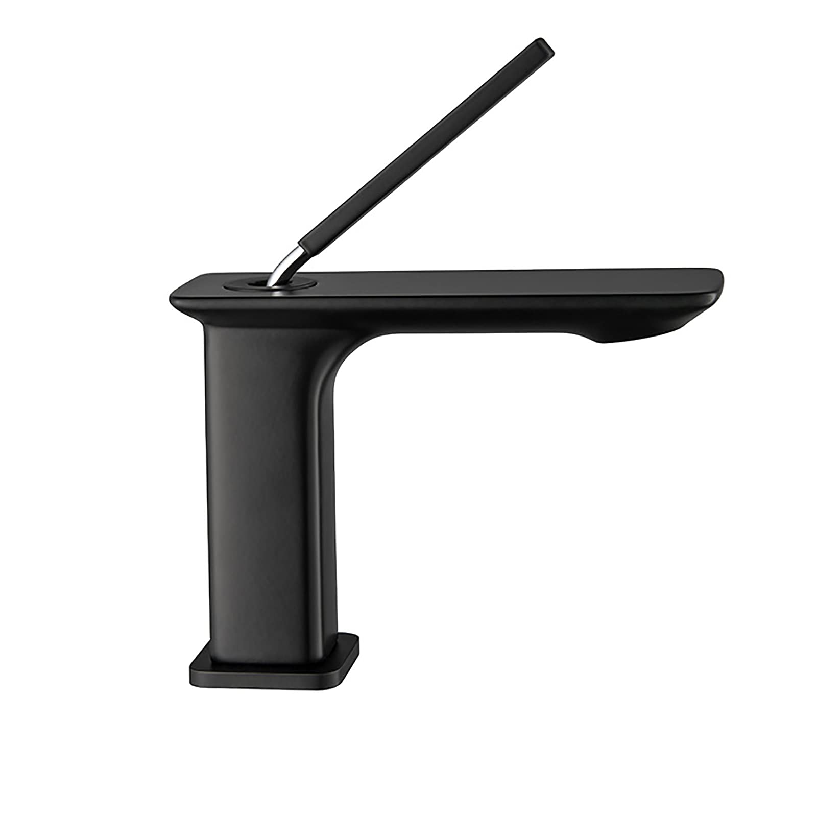 Premium Single Hole Bathroom Sink Faucet - Brass Deck Mounted Basin Mixer Tap with Single Lever Handle for Hot & Cold Water - Perfect for Modern Vanities, Powder Rooms & Guest Bathrooms (Black Finish)