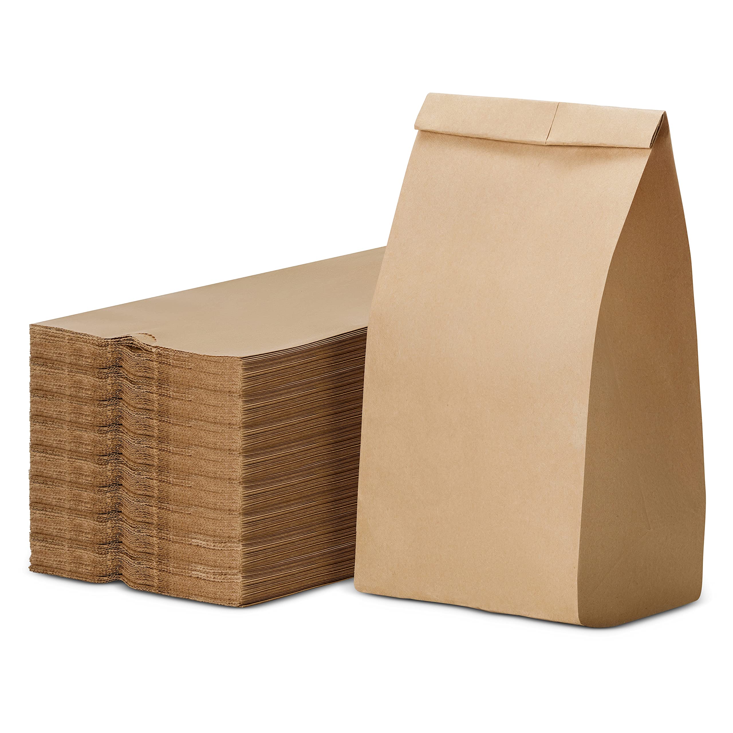Durable Kraft Paper Bags 5 Lb - Eco-Friendly Brown Lunch Bags for Snacks, Sandwiches, Pastries, Popcorn & Groceries - Bulk 5.25 x 3.25 x 10.75 Inch Food Safe Bags (500 Count) - Perfect for School Lunches, Party Favors & Takeout Packaging