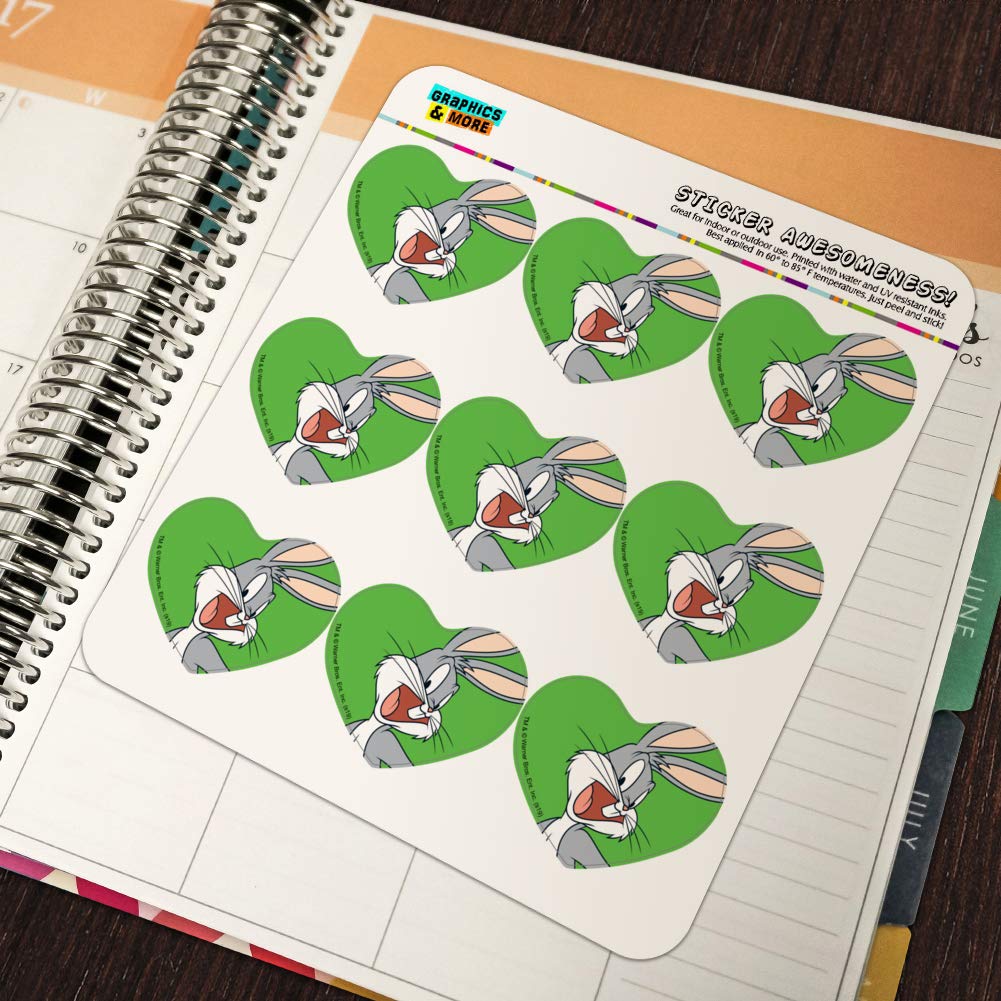 Looney Tunes Bugs Bunny Heart Shaped Planner Stickers - Cute Cartoon Calendar & Scrapbook Decorative Stickers for Bullet Journaling, DIY Crafts, and School Supplies