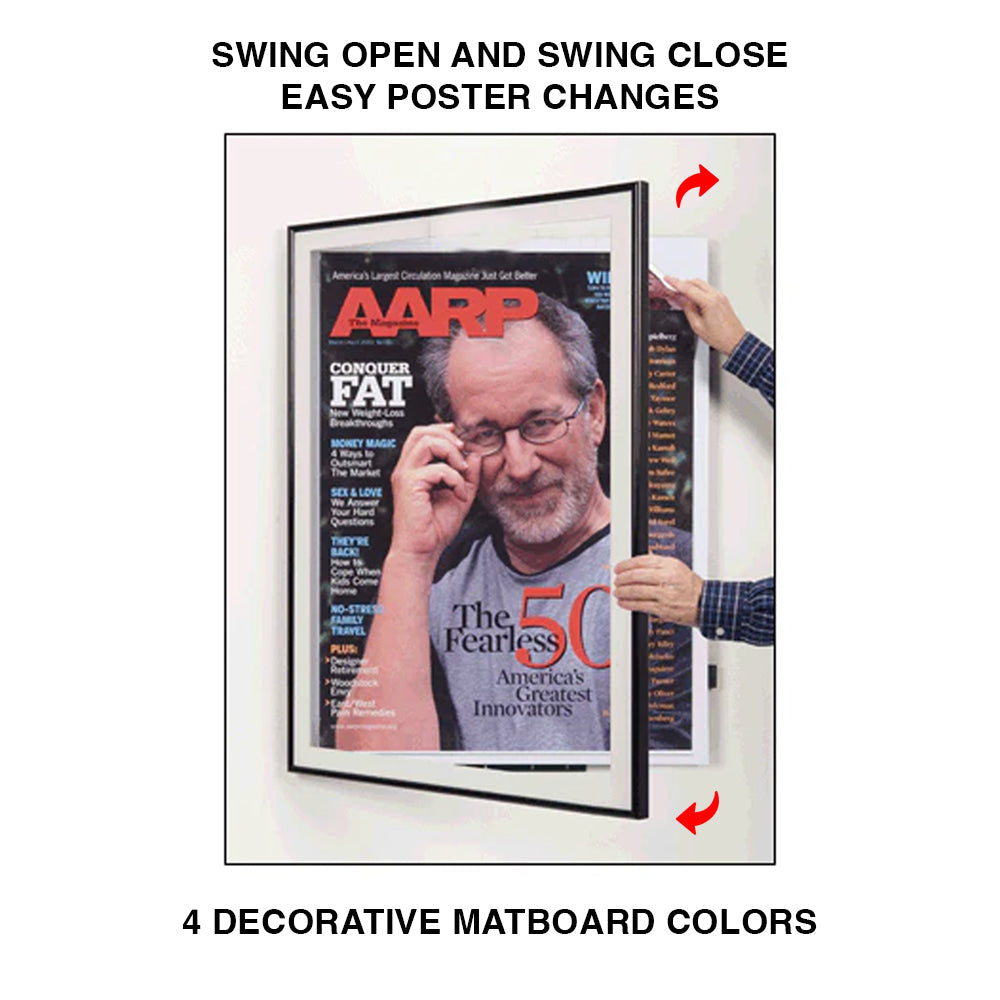 8.5x14 Poster Frame - SwingFrame Classic Black Display Frame for Posters, Photos & Artwork - Perfect for Home Decor, Office Displays & Gallery Exhibitions