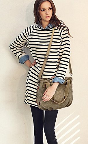 Women's Casual Canvas Tote Bag - Lightweight Hobo Shoulder Purse for Daily Use, Shopping & Work (Khaki) | Perfect for Groceries, Beach Trips & Office Commute