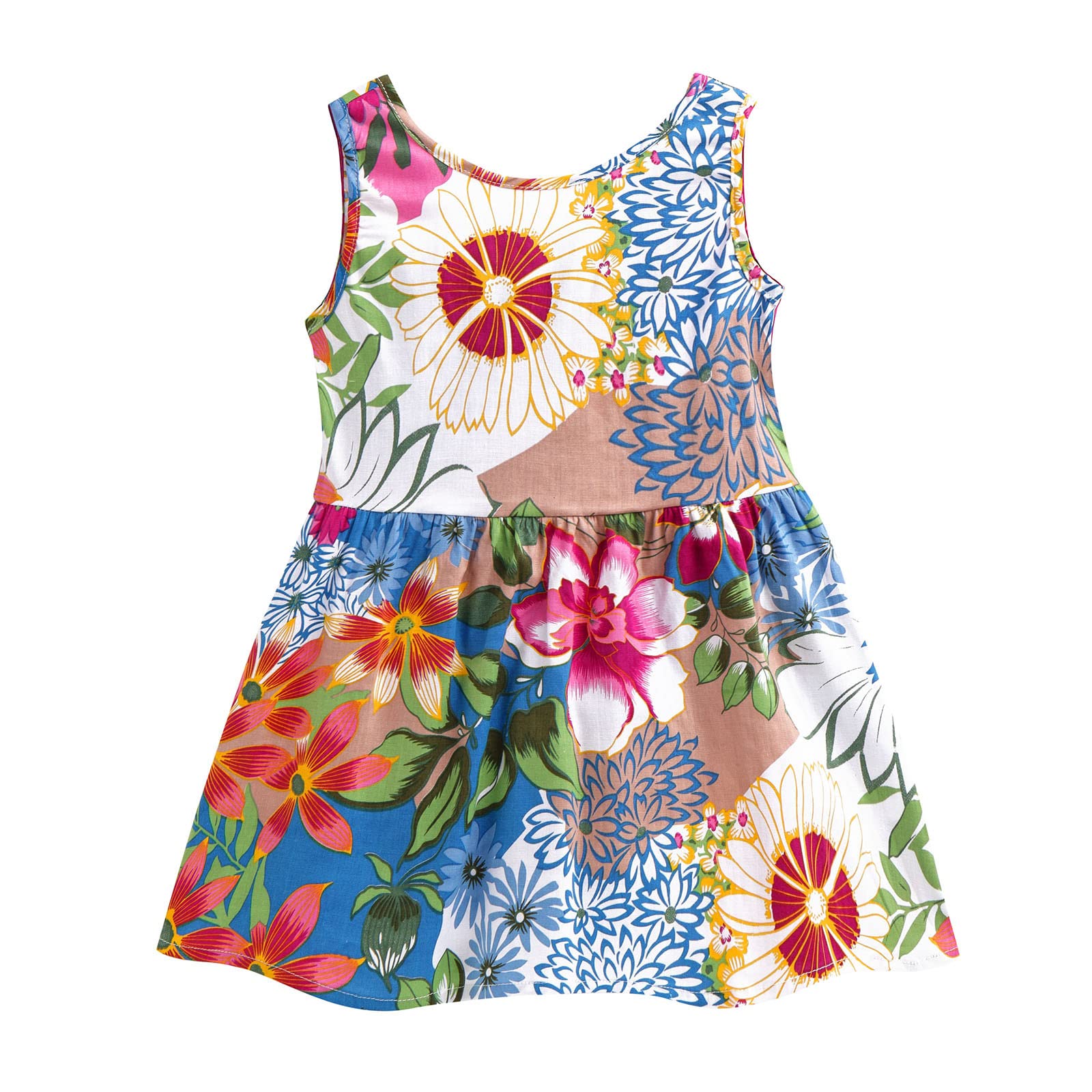 KONFA Girls Summer Sundress - Sleeveless Floral Print Dress for Baby & Kids 1-6 Years | Perfect for Beach, Party & Princess Playtime