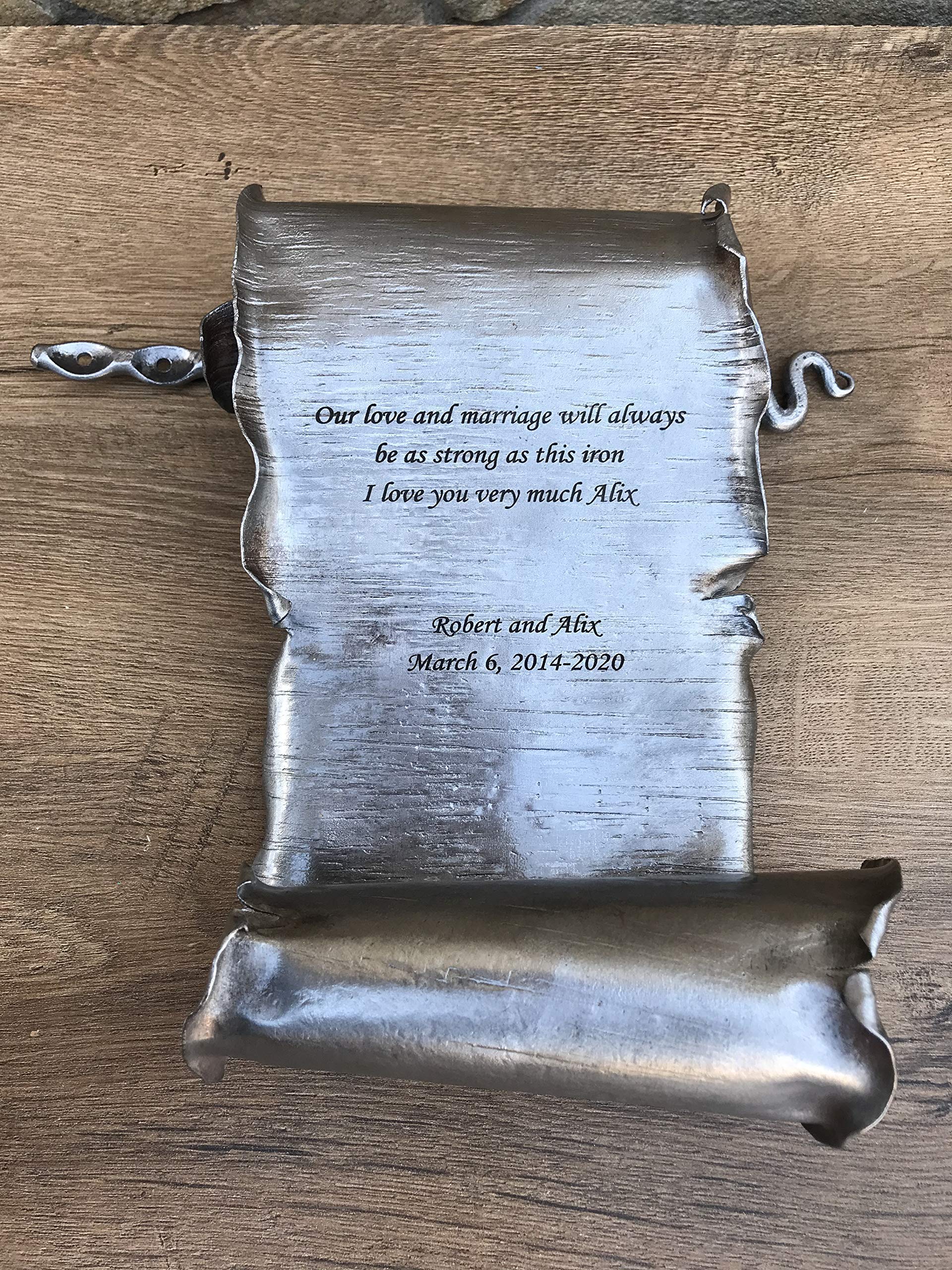 Personalized Steel Scroll - 11th Anniversary Gift for Couples | Custom Steel Keepsake for Him & Her | Perfect for Wedding Anniversaries, Romantic Gifts & Home Decor
