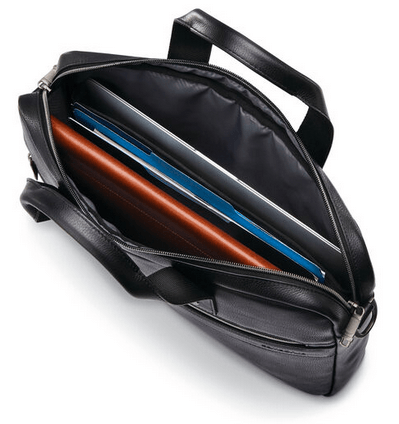Samsonite Classic Leather Slim Briefcase for Business Professionals - Durable & Stylish Laptop Bag for Office, Travel & Work Commute