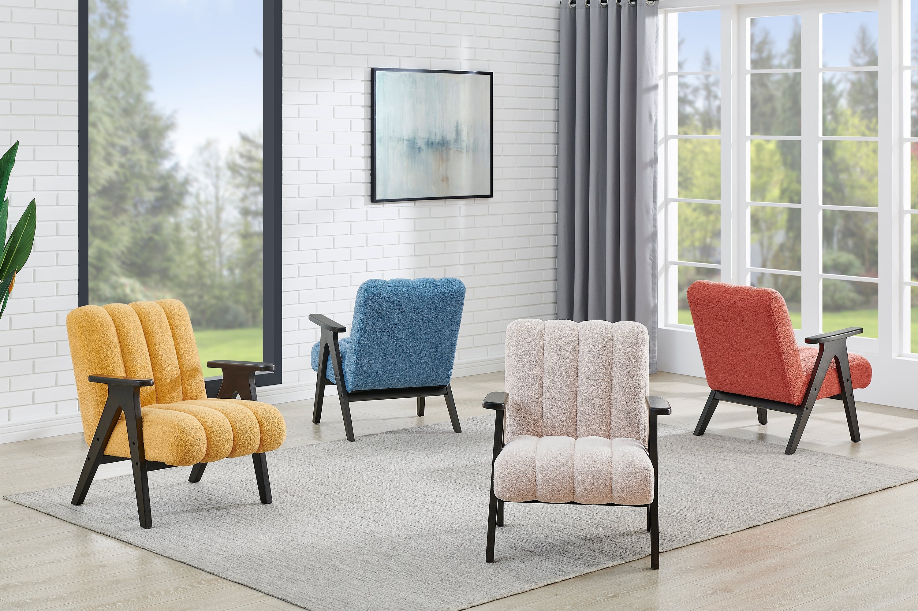 Roundhill Furniture Rella Modern Accent Chair with Espresso Wood Frame - Stylish Living Room Seating for Home Office, Lounge & Bedroom Decor