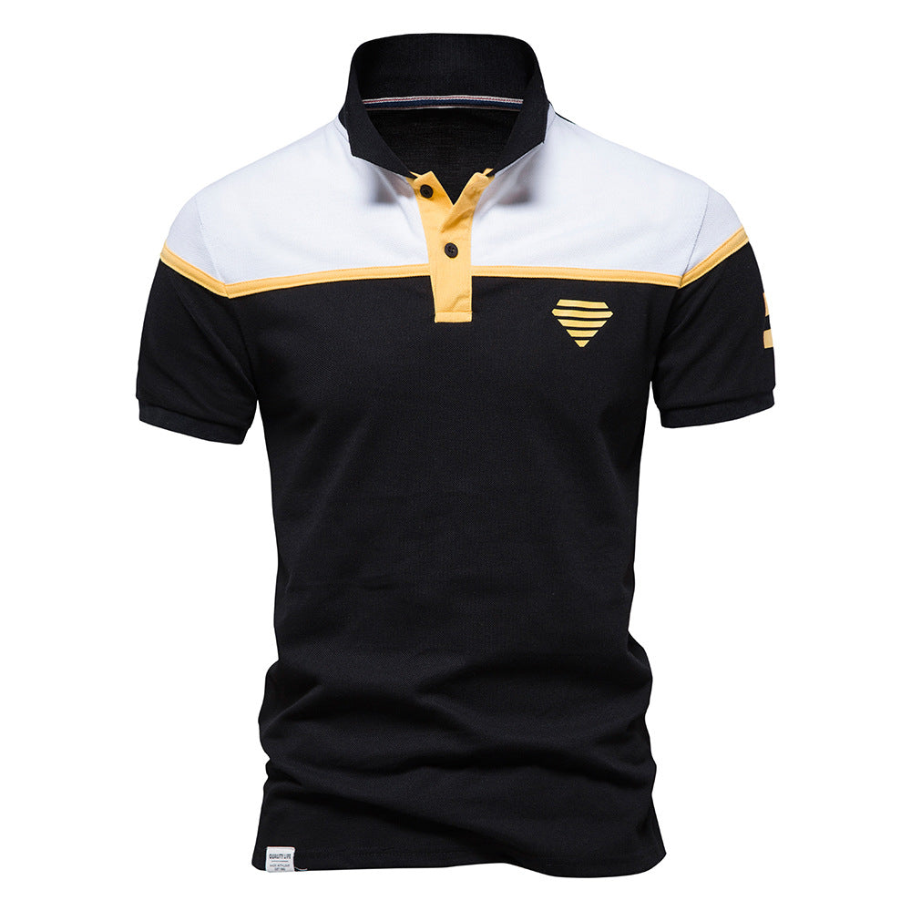 LOVEVOP Men's Short Sleeve Polo Shirt - Cotton Blend Spring Summer Casual T-Shirt with Printed Design | Wholesale Bulk | Perfect for Golf, Office Wear & Outdoor Activities