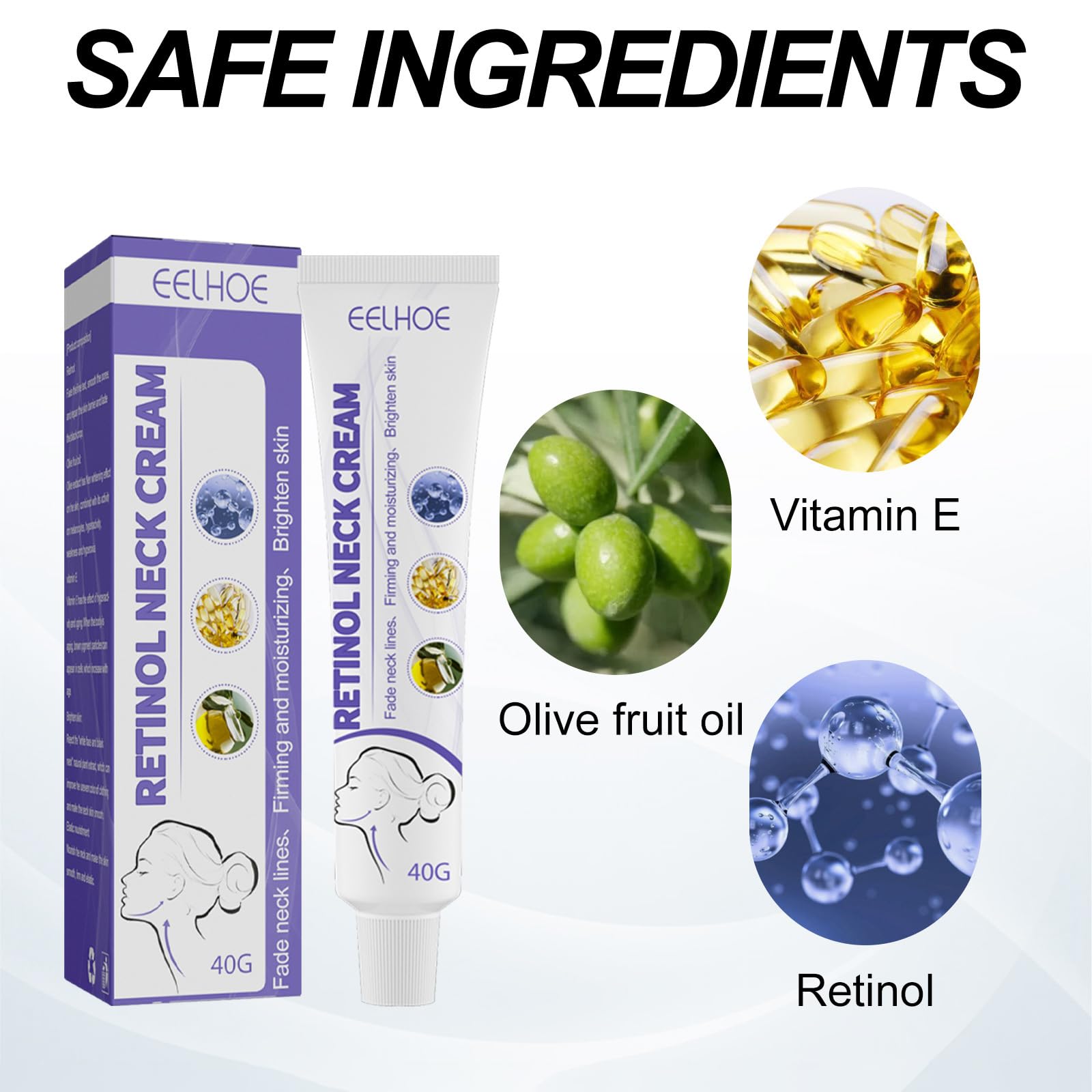 40g Retinol Neck Tightening Cream - Anti-Aging Lifting & Firming Moisturizer for Neck & Face, Smooths Wrinkles & Fine Lines - Best for Night Care & Daily Skin Rejuvenation