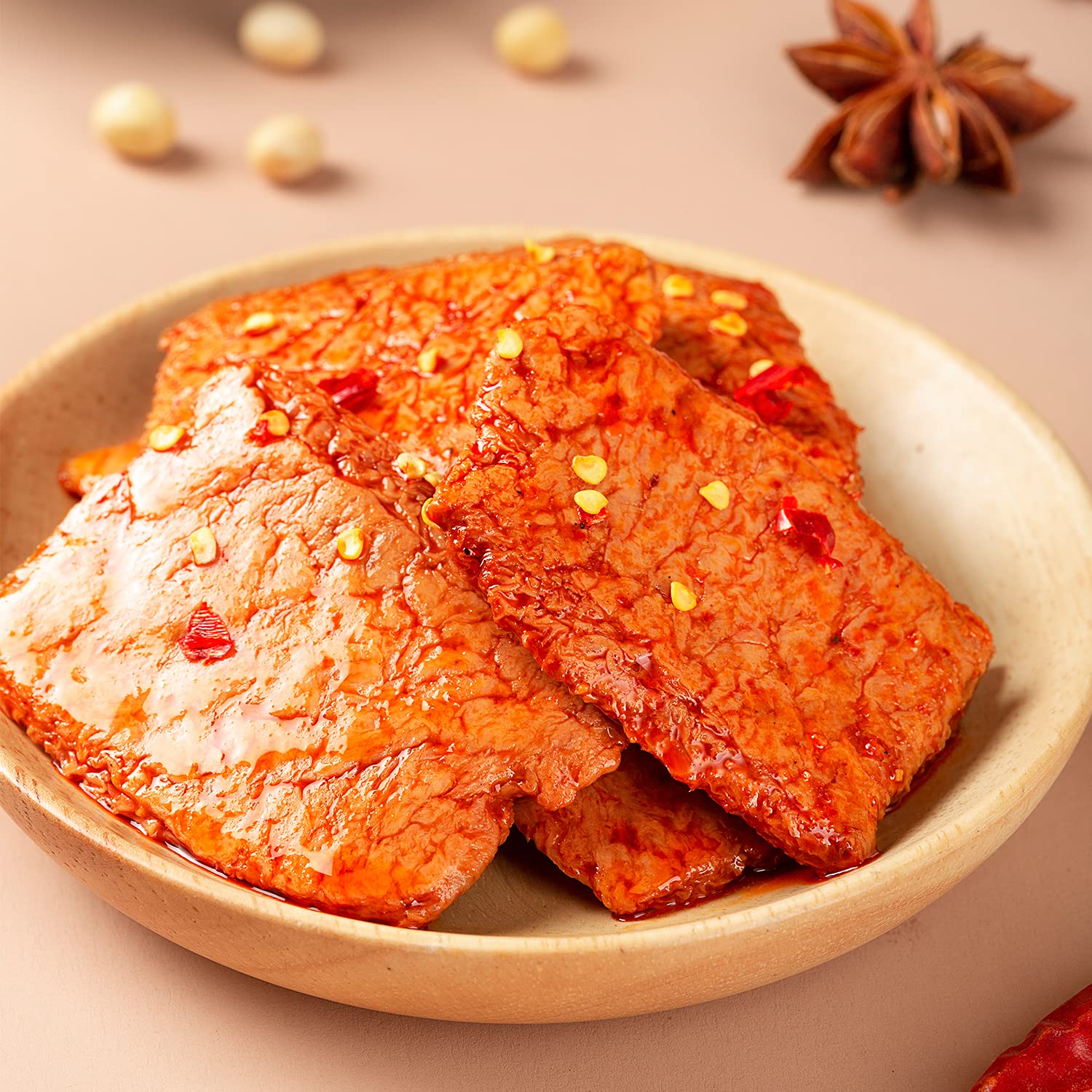 Genji Spicy Barbecue Flavored Tofu Snacks - 3.17oz (Pack of 4) | Vegan, Gluten-Free, Non-GMO Chinese Vegetarian Snacks | Perfect for Office Snacking, Movie Nights & Road Trips