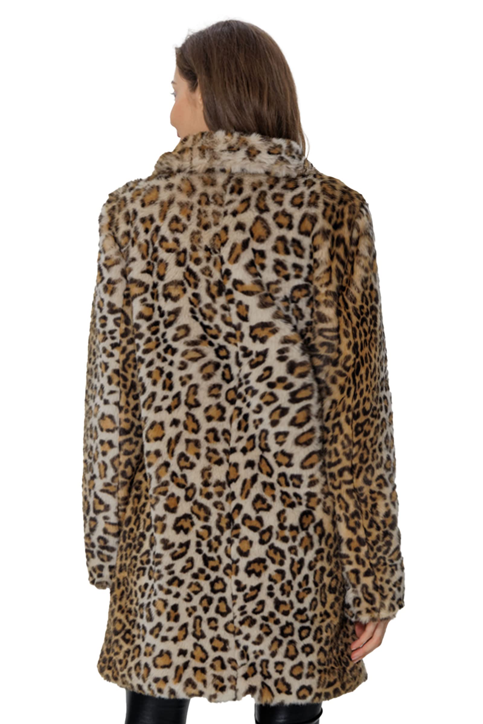Bellivera Women's Leopard Print Fleece Coat - Warm Fuzzy Faux Fur Jacket & Fluffy Cardigan for Winter & Spring | Cozy Outerwear for Casual Outings, Date Nights & Office Wear