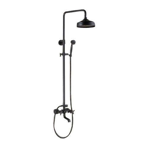 Luxury Oil Rubbed Bronze Shower Faucet Set - 8 Inch Rainfall Shower Head with Hand Spray and Tub Spout - Perfect for Modern Bathroom Renovation and Spa-Like Shower Experience