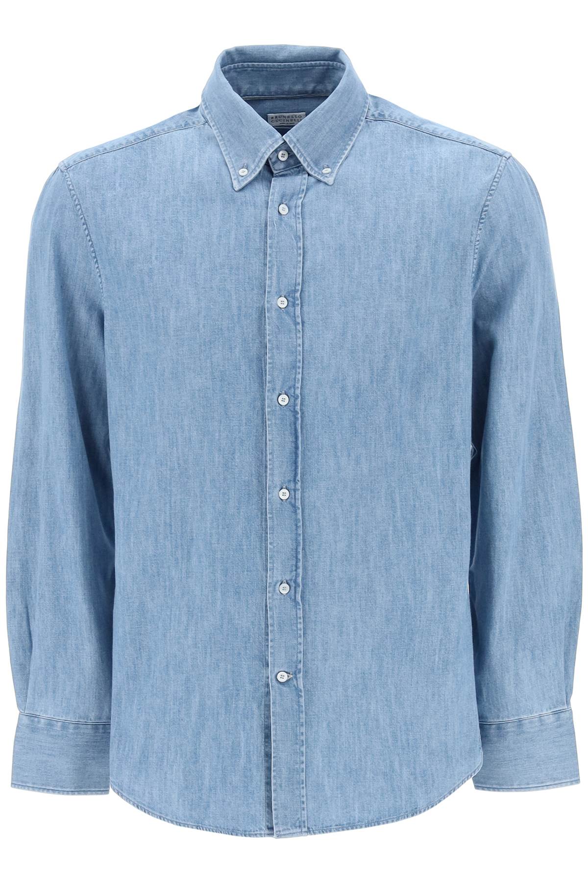 Brunello Cucinelli Light Wash Denim Shirt for Men - Premium Casual Wear for Office & Weekend Outings