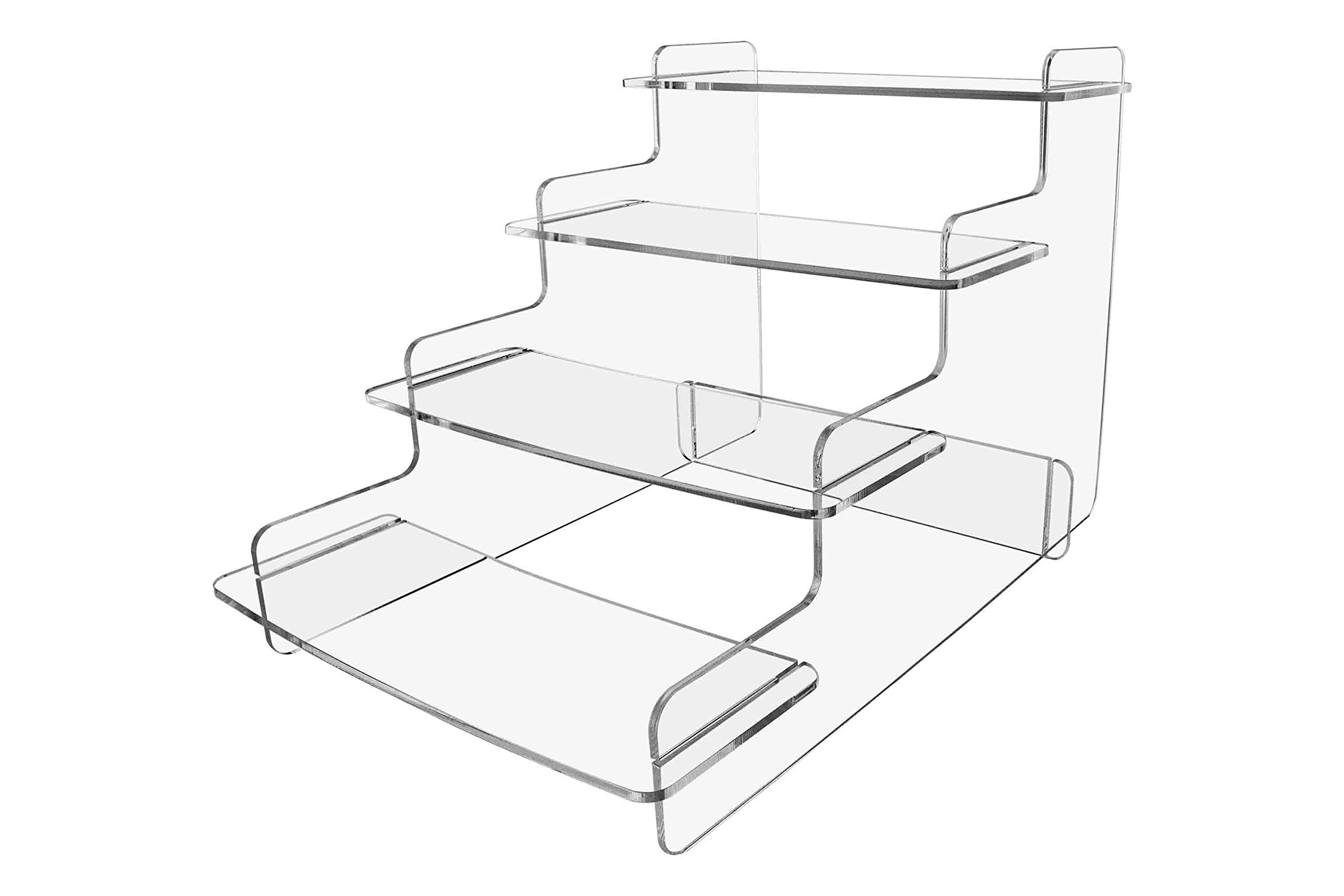 4-Tier Clear Acrylic Step Display Risers for Retail Marketing - 24-Pack Store Shelf Organizers | Perfect for Product Displays, Boutique Merchandising & Trade Show Booths