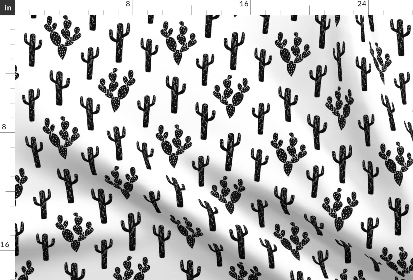 Cactus Black White Block Print Minimal Nordic Cacti Minky Fabric Fat Quarter - Soft Plush Fabric for Sewing Baby Blankets, Quilt Backing & DIY Plush Toys - Perfect for Nursery Decor & Craft Projects