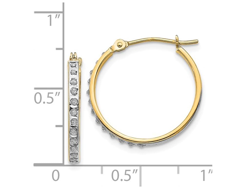 14K Yellow Gold Diamond Hoop Earrings - 3/4 Inch Hinged Accent Studs for Women | Perfect for Weddings, Parties & Everyday Elegance