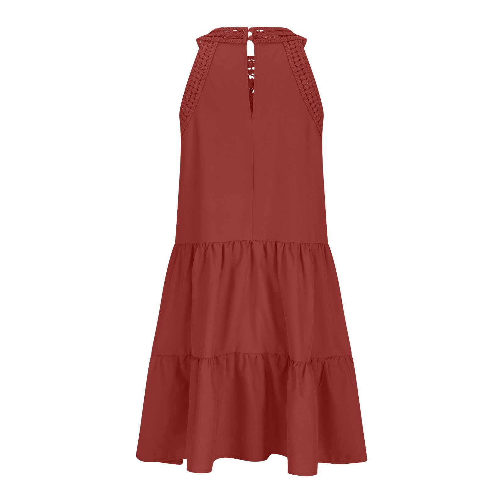Women's Summer Hollow Out Lace Halter Dress - Casual Sleeveless A-Line Tiered Swing Sundress for Beach Vacation & Outdoor Parties | Perfect for Poolside, Tropical Getaways and Summer Festivals