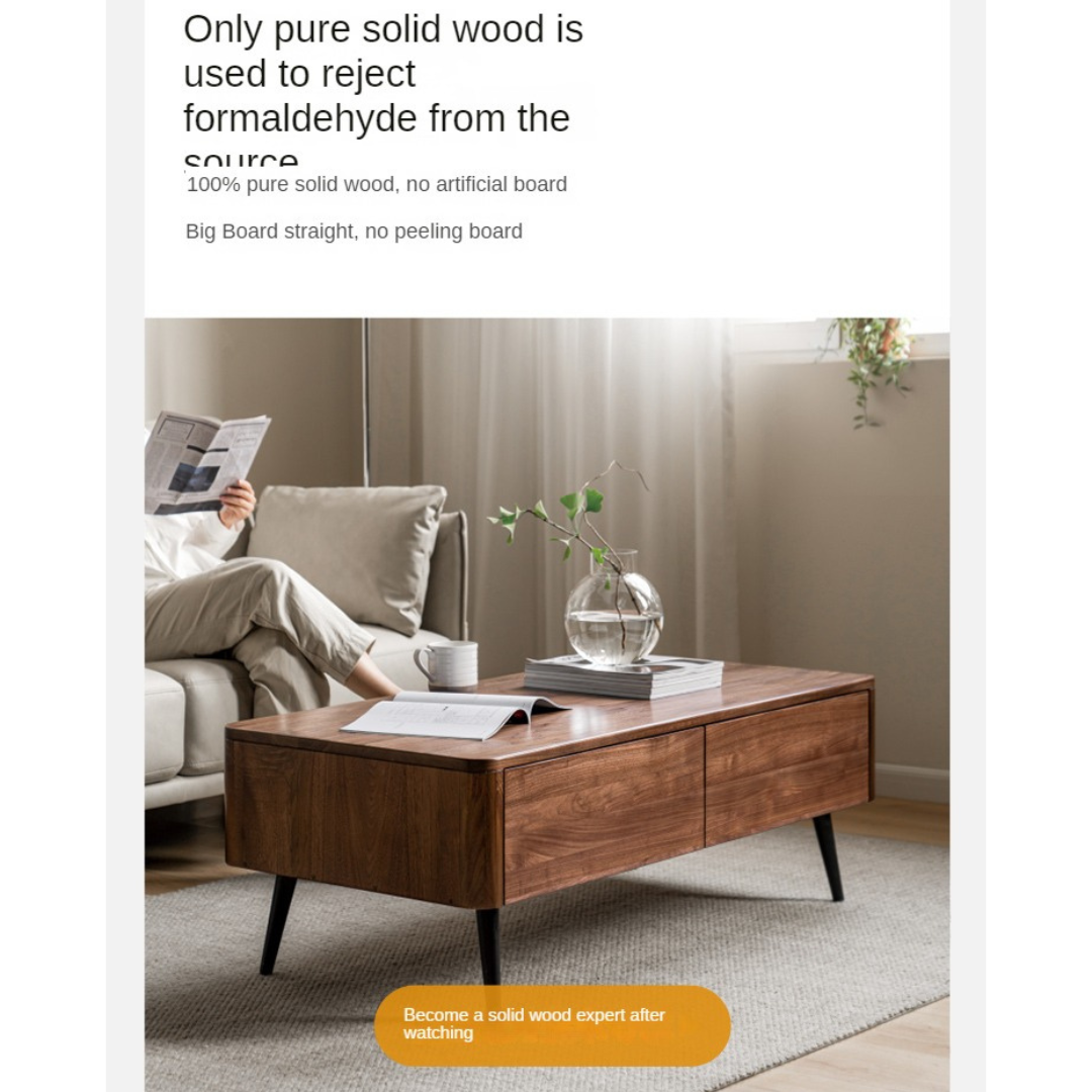 Solid Black Walnut Coffee Table - Handcrafted Wooden Living Room Furniture for Modern Home Decor, Perfect for Lounge, Family Gatherings & Coffee Time