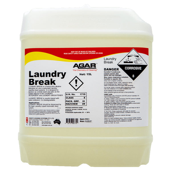 Powerful Agar Laundry Break Heavy Duty Alkaline Detergent - Deep Cleans Tough Stains on Work Clothes, Sports Gear & Household Fabrics
