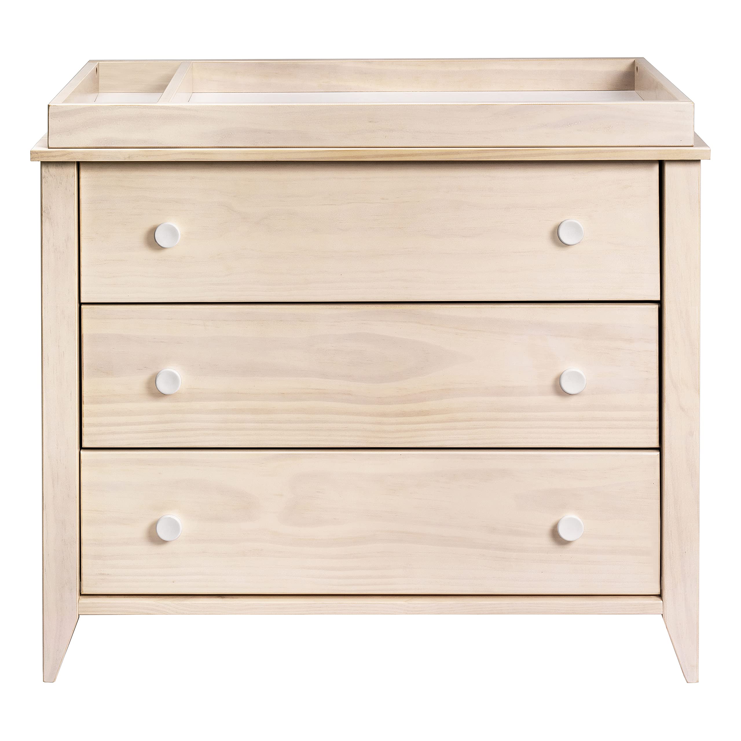 Babyletto Sprout 3-Drawer Changing Table Dresser with Removable Changing Tray - Washed Natural & White - Greenguard Gold Certified - Perfect Nursery Furniture for Diaper Changes & Baby Clothes Storage