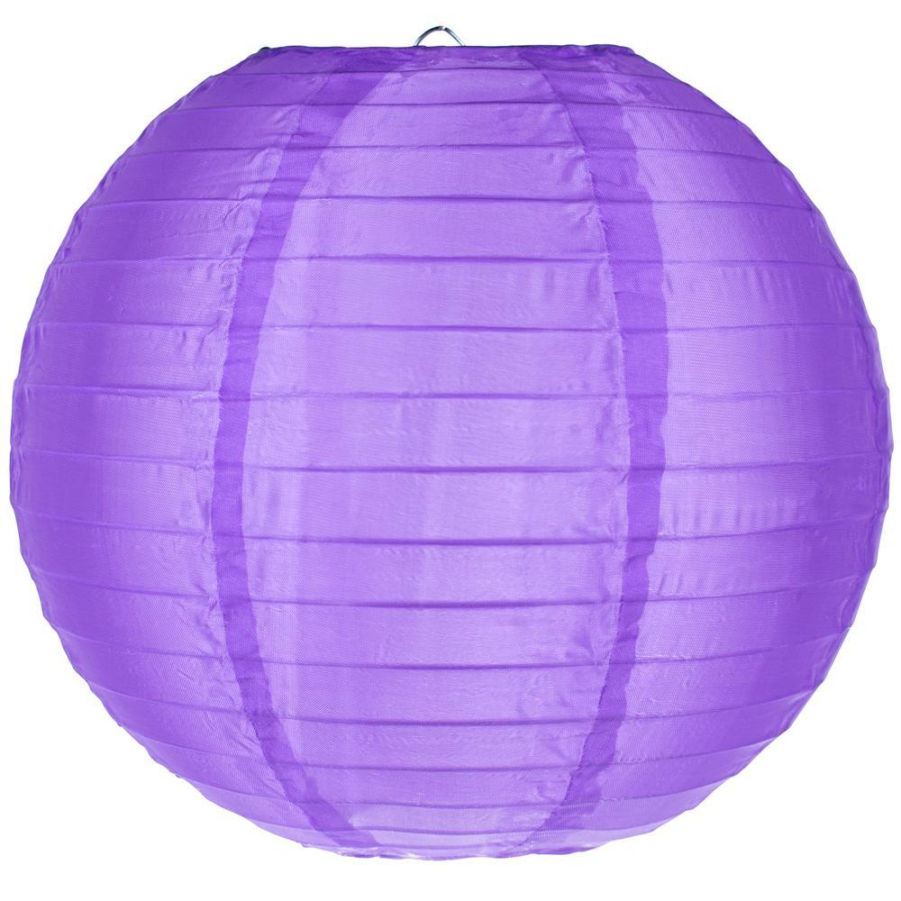 24 Pack Purple Shimmering Nylon Lanterns with Even Ribbing - Durable Hanging Party Decorations for Weddings, Birthdays & Outdoor Events