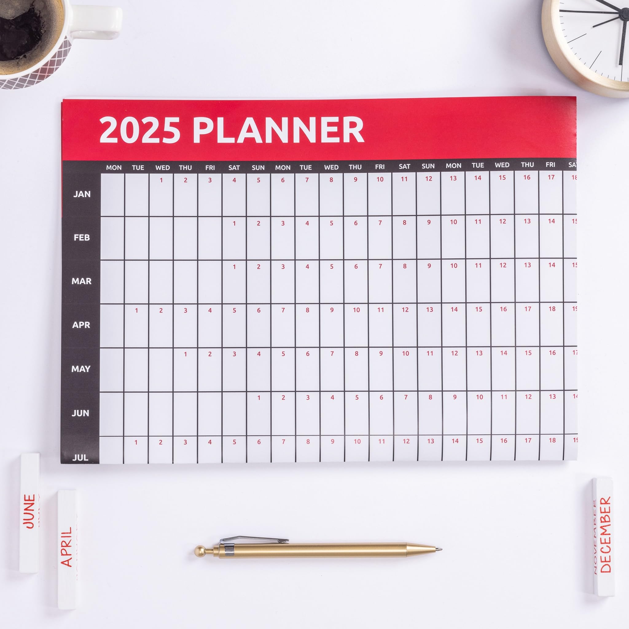 Evelay 2025 Wall Calendar Planner - A2 Size (59.4cm x 42cm) | Full Year at a Glance | Perfect for Home, Office, School & Work Organization | Wall-Mountable for Easy Planning & Productivity