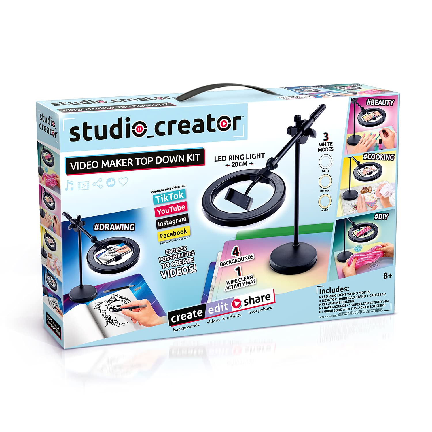 Studio Creator INF 007 Professional Top-Down Video Maker Kit - Black | Perfect for Product Photography, Unboxing Videos & Content Creation