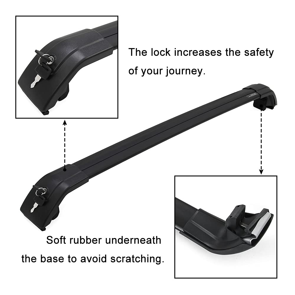 Snailfly Universal Black Cross Bars Roof Rack Luggage Rack for 2015-2023 Land Rover Discovery Sport - Heavy Duty Cargo Carrier for Camping, Road Trips & Outdoor Adventures