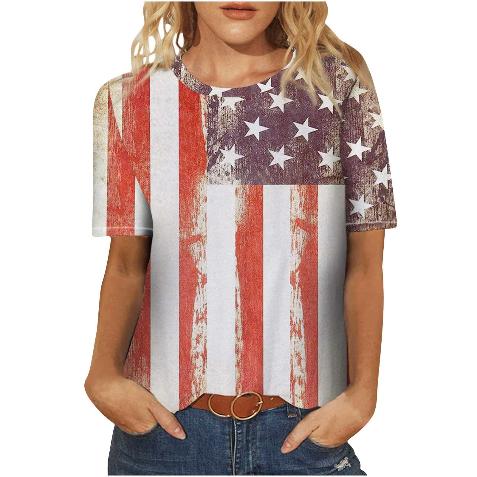 Women's Summer Round Neck Short Sleeve T-Shirt - Cute Printed Vintage Tee | Loose Fit Casual Blouse & Top for Everyday Wear | Perfect for Beach, Shopping and Weekend Outings