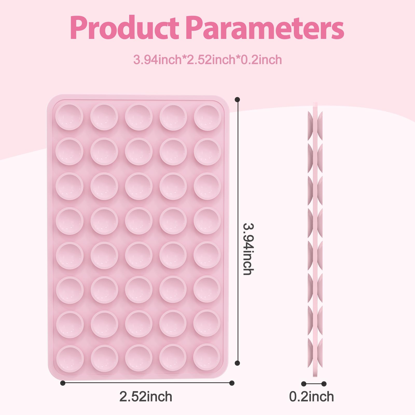 2 Pack Light Pink Silicone Octo Cup Buddy Sticky Grip Holder - Double Sided Suction Cup Phone Case Mount for Hands-Free Selfies, Videos, and Car Dashboard Use