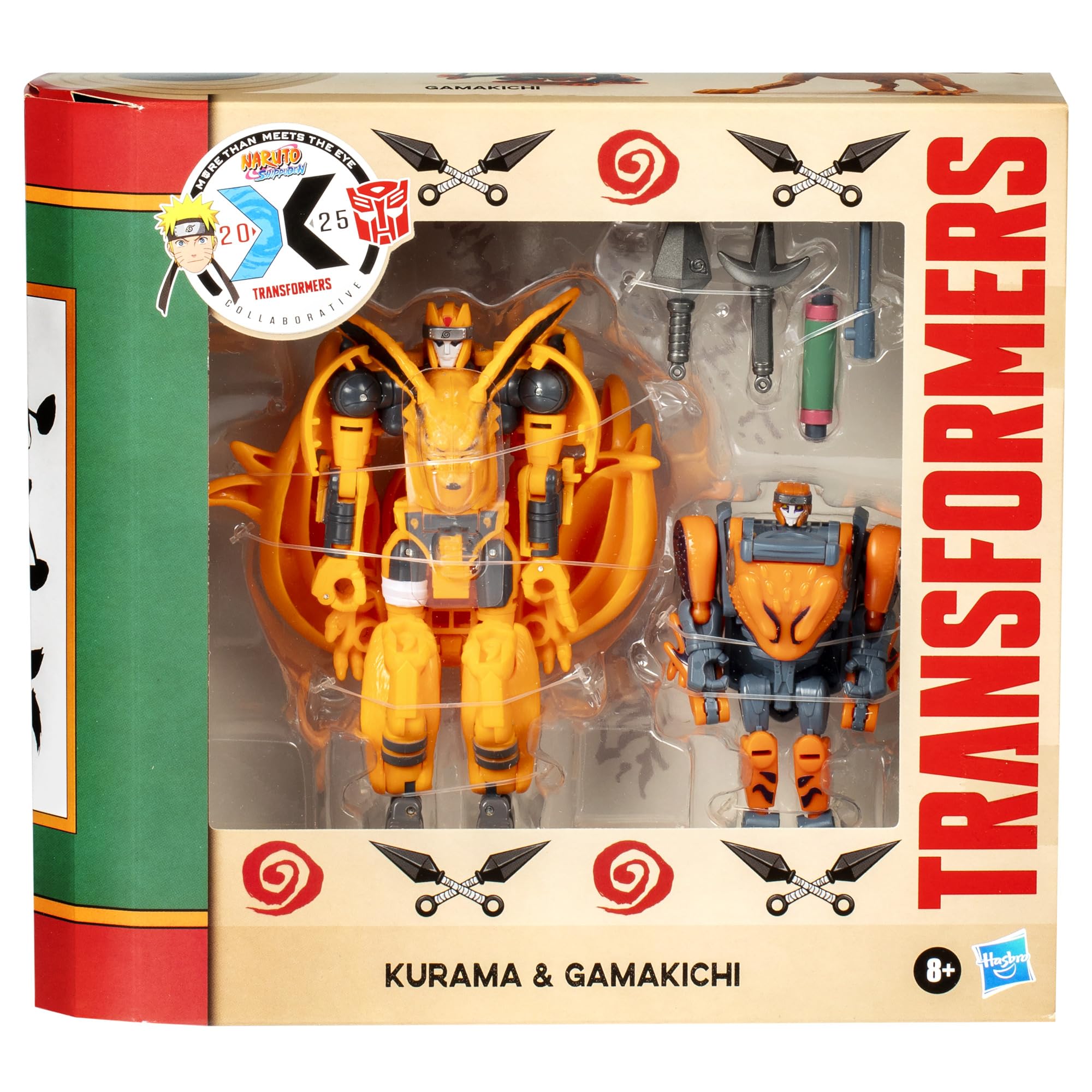 Transformers Collaborative Naruto Shippuden Kurama & Gamakichi Anime Action Figures - Collectible Ninja Fox & Toad Toys for Kids 8+ | Perfect for Anime Fans, Birthday Gifts & Display Collections