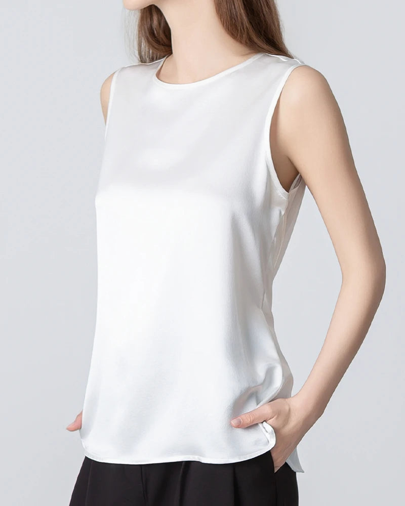 Elegant Sleeveless Lace-Up Silk Blouse for Women | Breathable Summer Top | Perfect for Office Wear, Date Night & Special Occasions