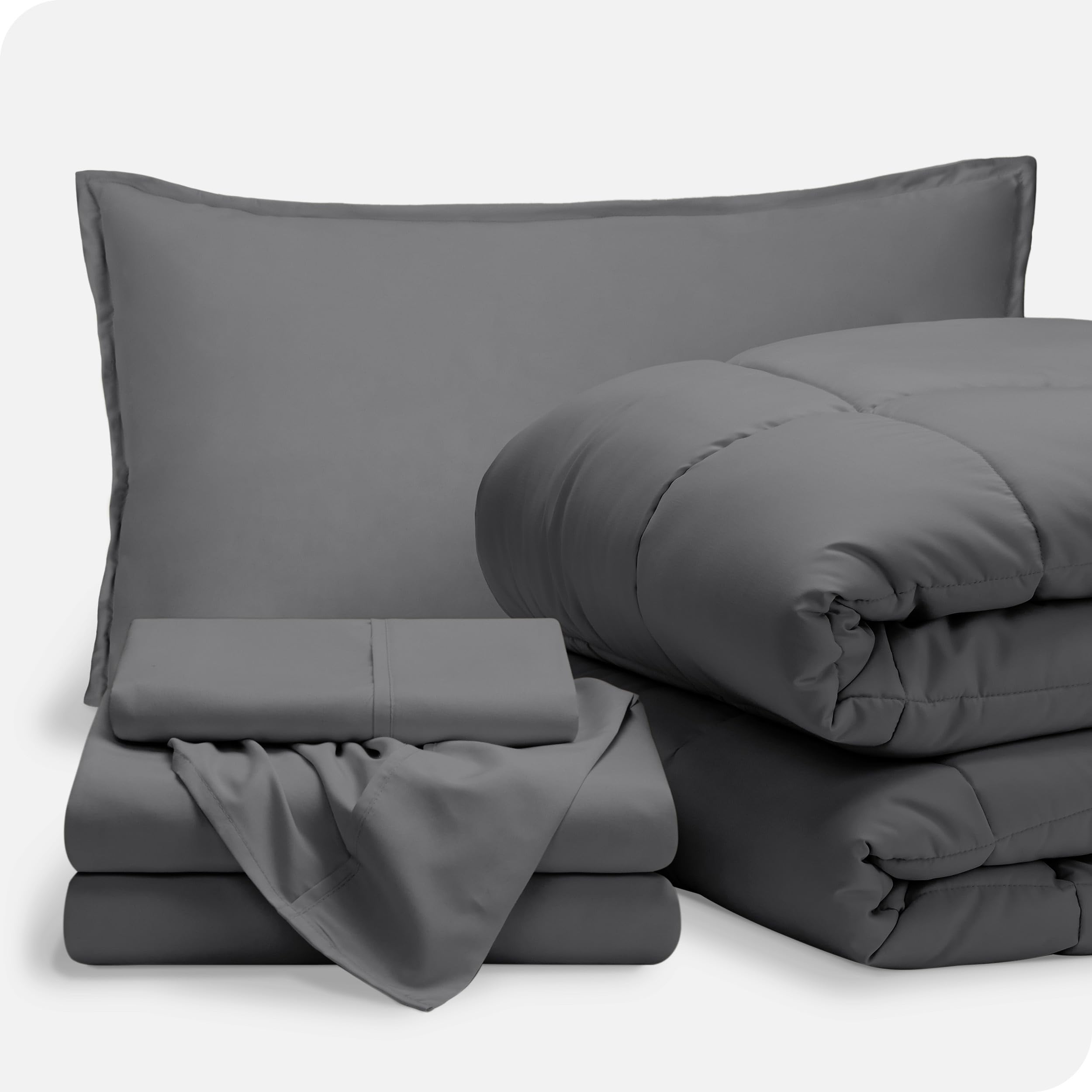 Bare Home 5-Piece Bed-in-A-Bag Comforter Set with Sheets - Twin XL Size, Goose Down Alternative, Ultra-Soft 1800 Thread Count Premium Bedding (Grey) - Perfect for Dorms, Guest Rooms & Cozy Bedrooms