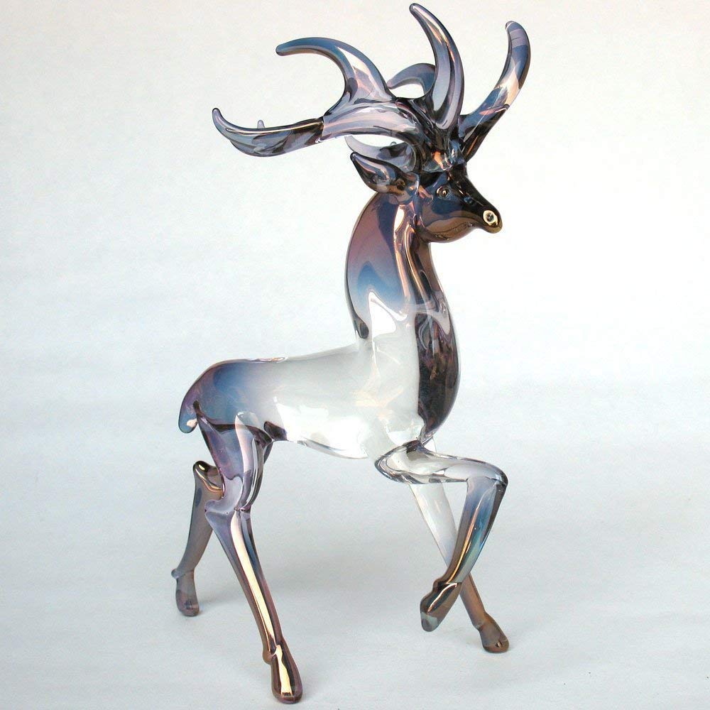 Hand-Blown Glass Deer Buck Figurine - Elegant Home Decor for Cabin, Office & Nature-Themed Gift Ideas