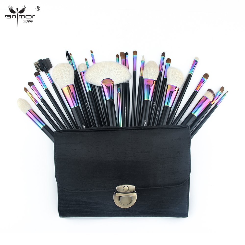 Anmor 26-Piece Professional Natural Hair Makeup Brush Set with Black Travel Case - Perfect for Makeup Artists & Beginners (CFCB-YF26) | Ideal for Home, Salon & On-the-Go Makeup Application