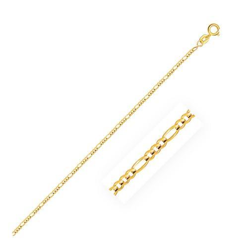 14K Solid Yellow Gold Figaro Chain Necklace 1.3mm Width 24 Inch Length - Perfect for Layering, Gifts & Everyday Jewelry